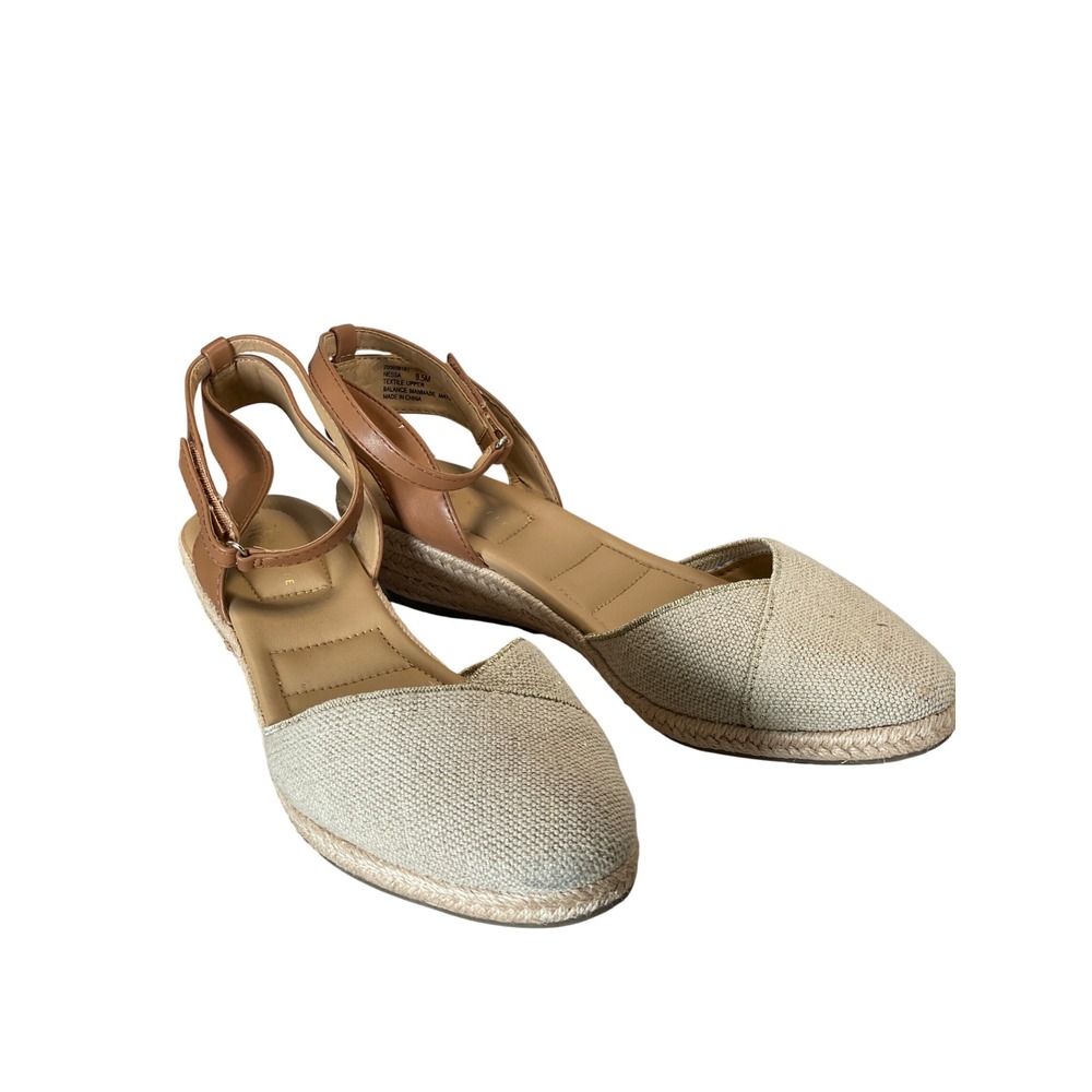 Kelly & Katie Nessa Womens Espadrille Wedge Sandals Gold Tan Ankle Strap 9.5M